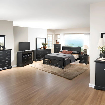 Upholstered Sleigh Bed with Dovetail Drawers