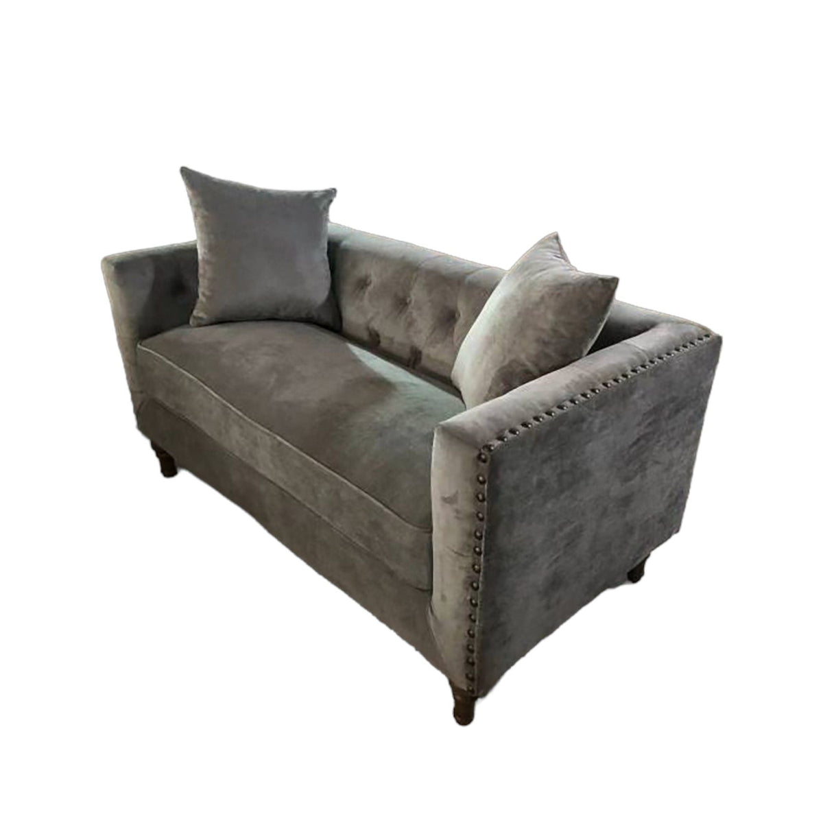 Sidonia gray loveseat with button tufting and 2 pillows HouseOfZazla on Tampa Home & Garden Store