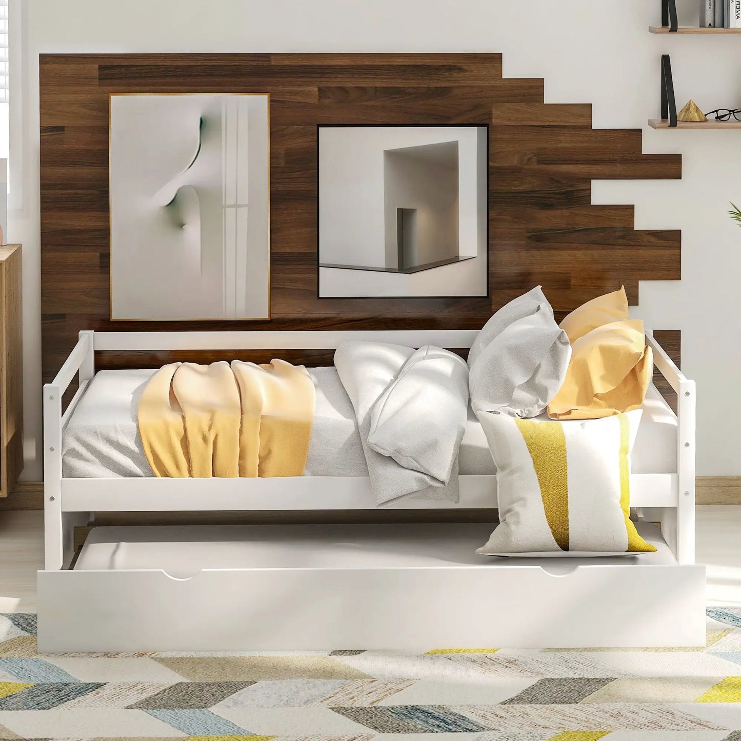 Twin Daybed with Trundle Frame and Solid Pine