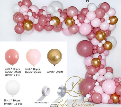 Stevvex 135 pcs rosewood blush pink and gold balloon garland arch with mixed sizes on Tampa Home & Garden Store