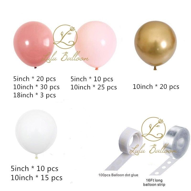 135-piece blush pink rose gold balloon set by Stevvex includes 16ft strip on Tampa Home & Garden Store