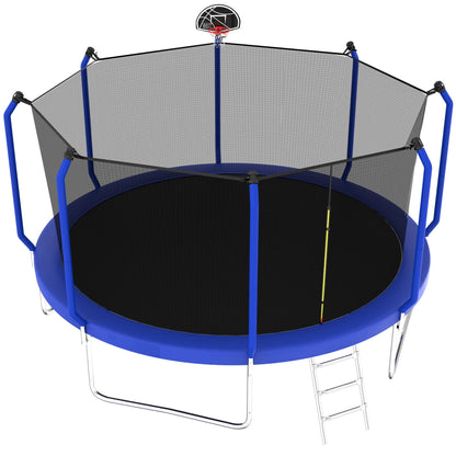 Outdoor Backyard Trampoline and Basketball Hoop