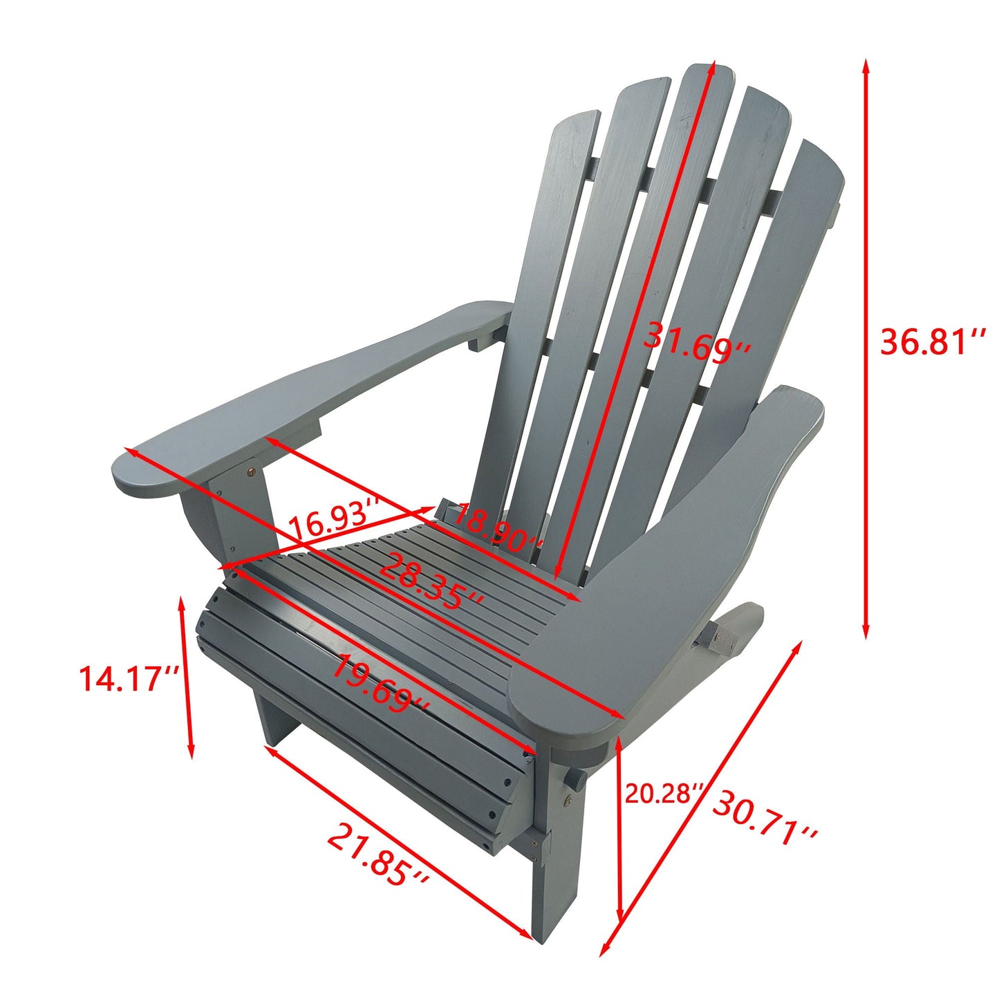 Foldable Outdoor Adirondack Chair Walnut