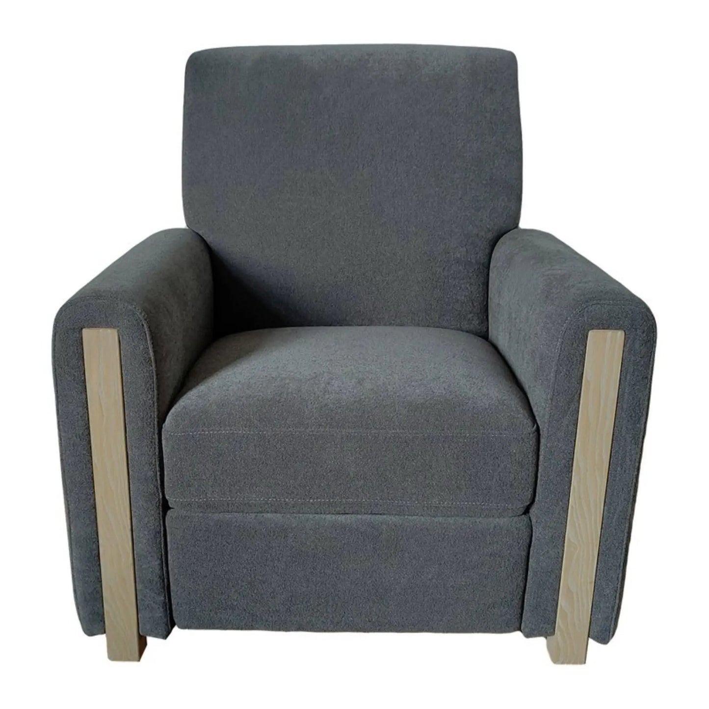 Recliner chair gray upholstery with light wood armrests Unique Piece Furniture on Tampa Home & Garden Store