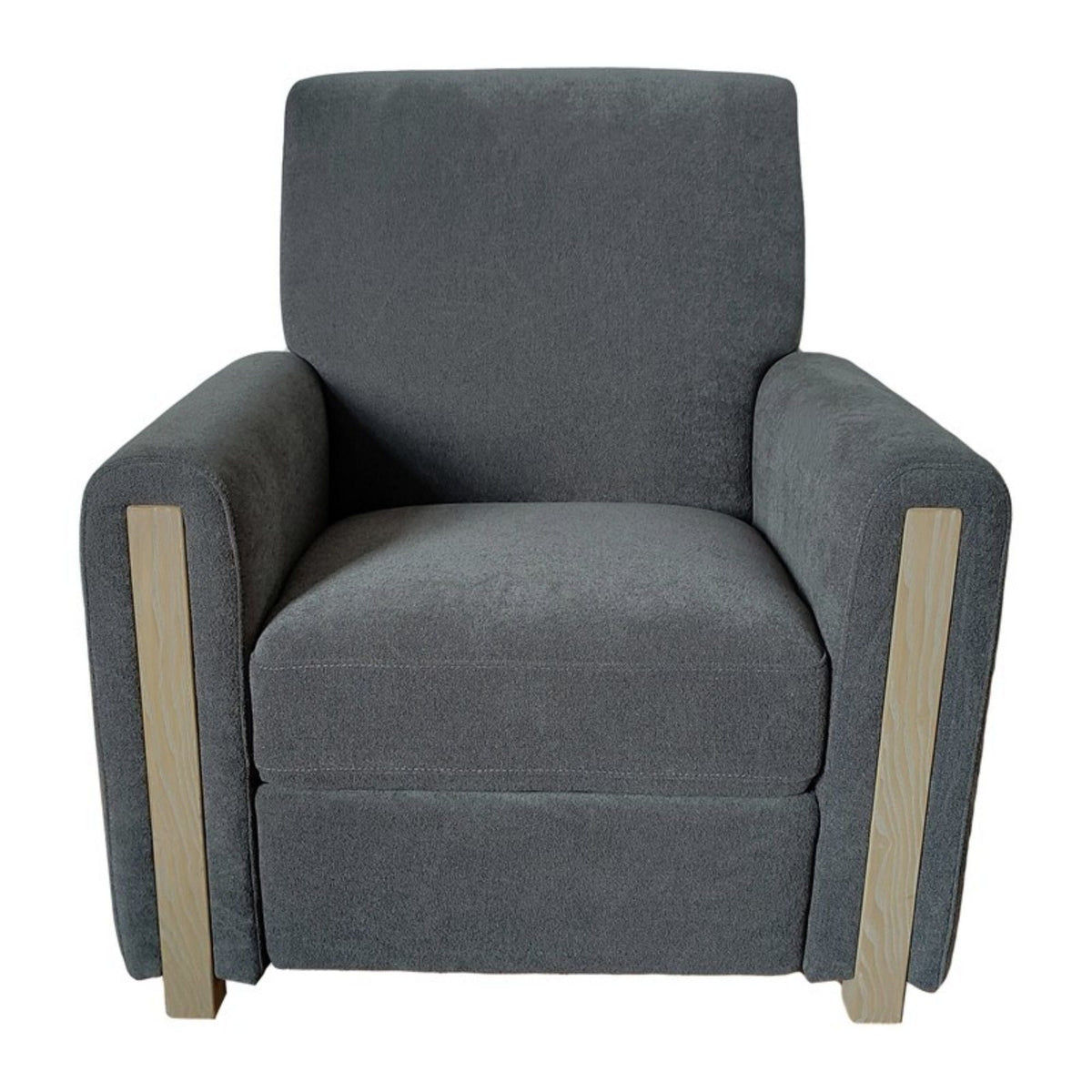 Gray recliner chair with a solid wood frame and plush upholstery no assembly required on Tampa Home & Garden Store