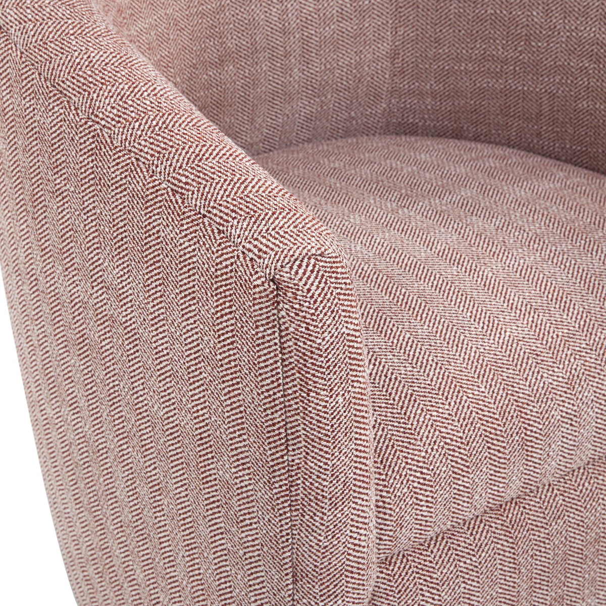 Lainey Swivel Barrel Chair upholstery in brown herringbone fabric by HouseOfZazla on Tampa Home & Garden Store