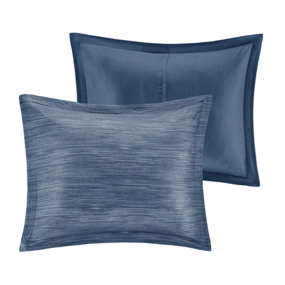 Navy Printed Seersucker Comforter and Sheet Set