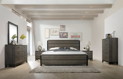 Ioana Contemporary Wood Panel Bed by HouseOfZazla in dark wood with 2 matching dressers on Tampa Home & Garden Store