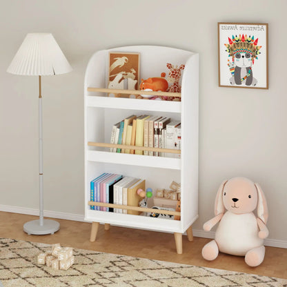 Bookshelf 3 Tier Book Organizer With Toy Storage - White, kid-friendly design on Tampa Home & Garden Store