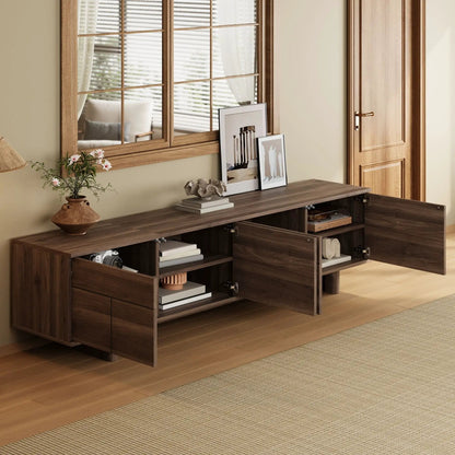 TV Stand for TVs up to 85 in dark brown with adjustable shelves and cable management on Tampa Home & Garden Store