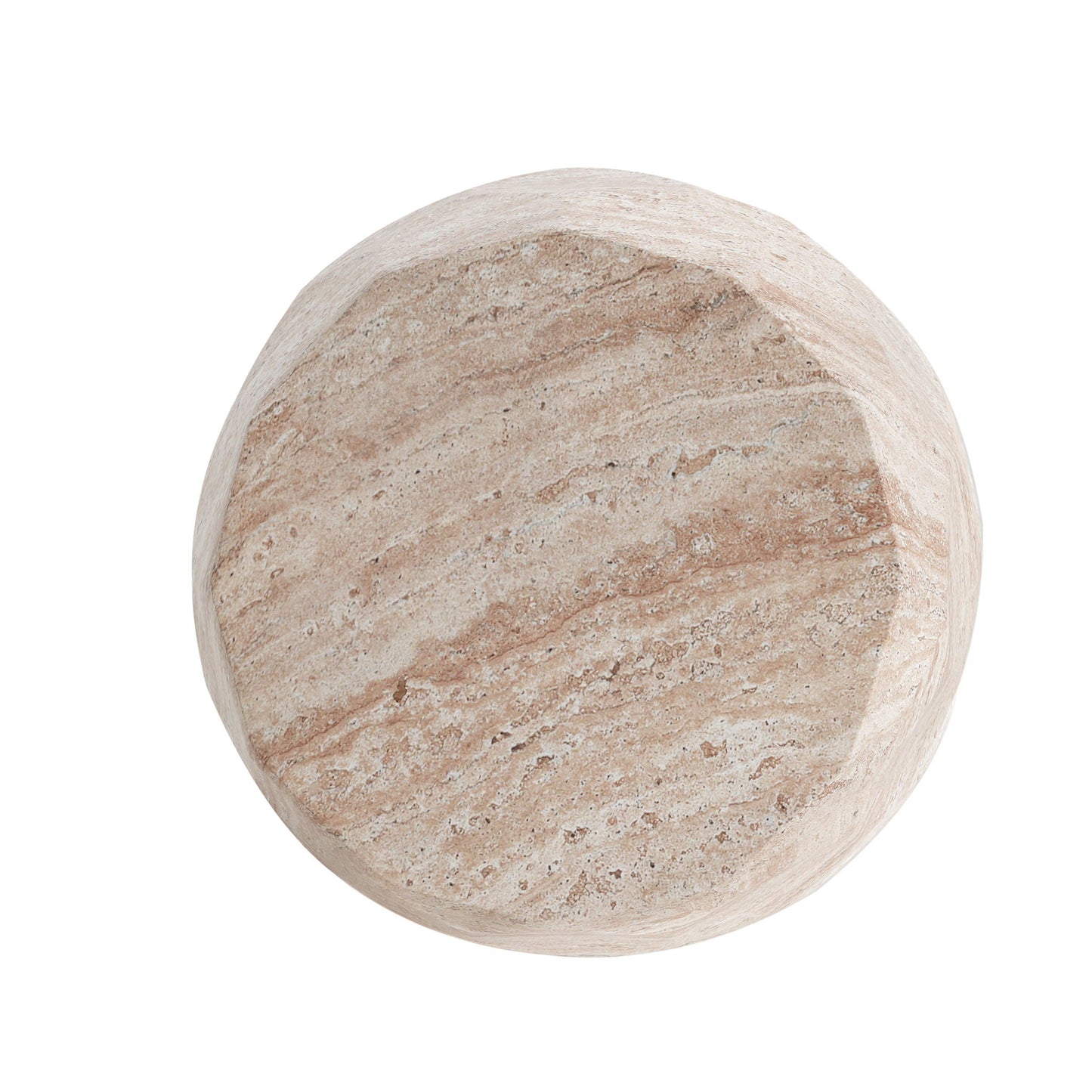 Indoor And Outdoor Beige Travertine Side Table