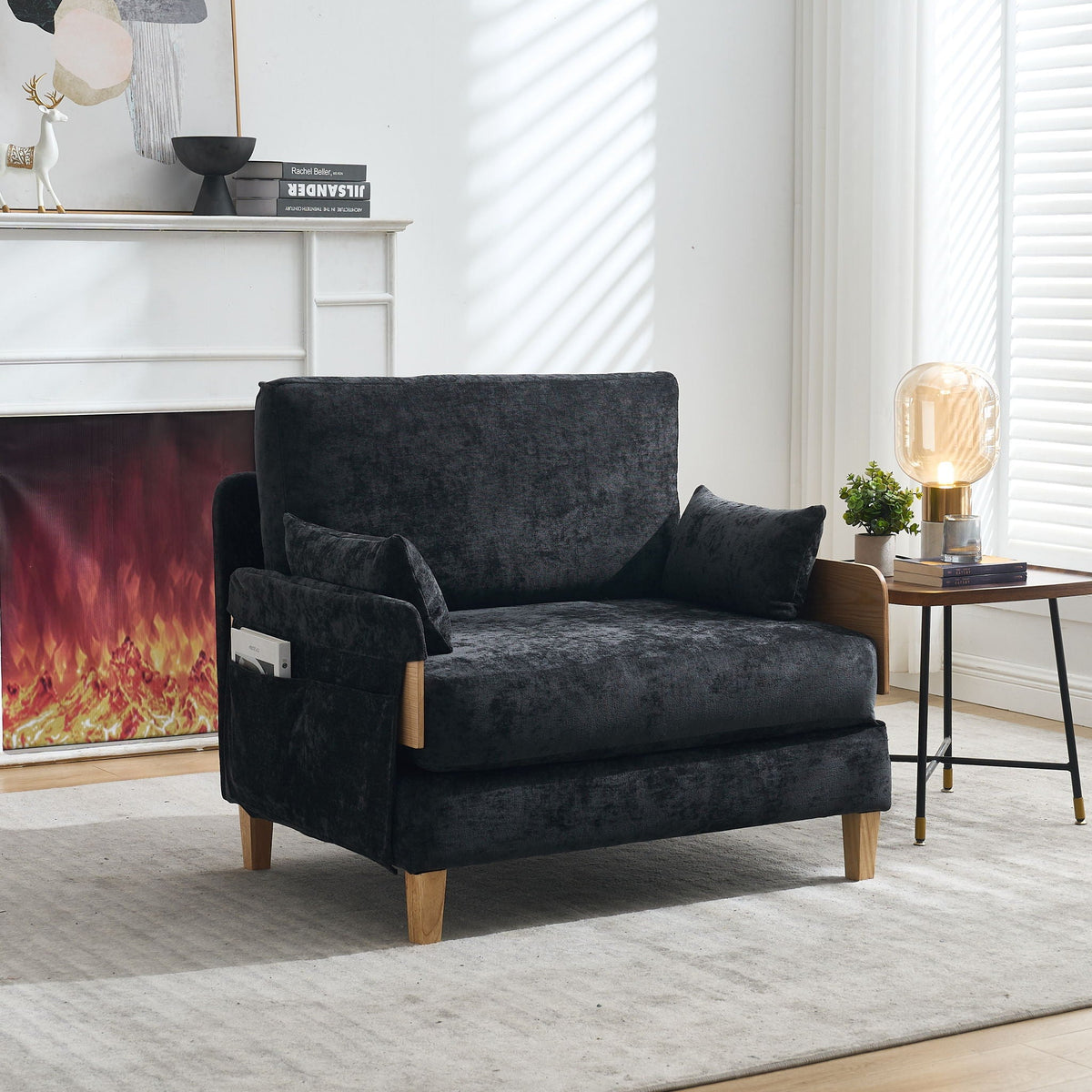 Mid Century Modern 3 Pillow Foldable Sofa Bed