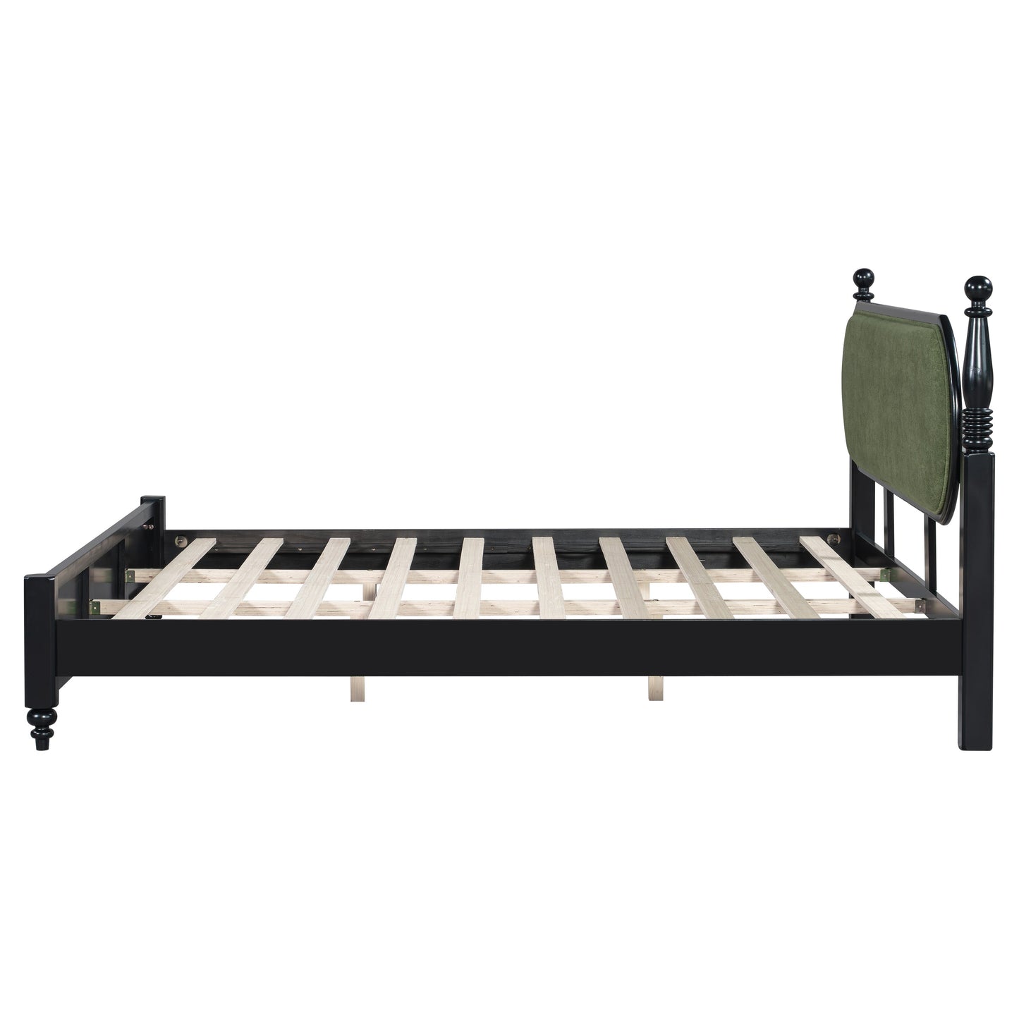 Modern King Bed Frame With Solid Wood Slats