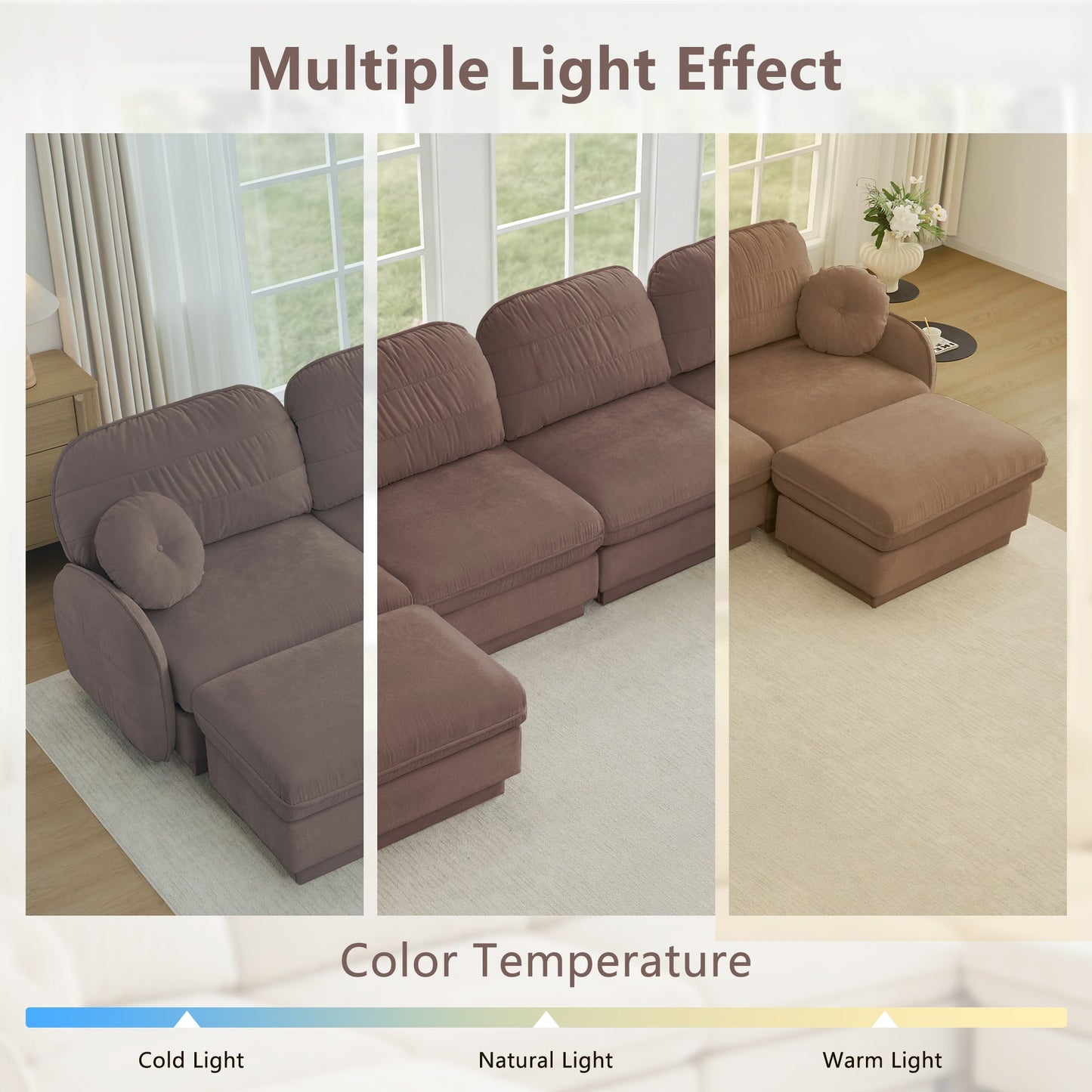 137 Inch Oversized Chenille L Shaped Sofa and Ottoman