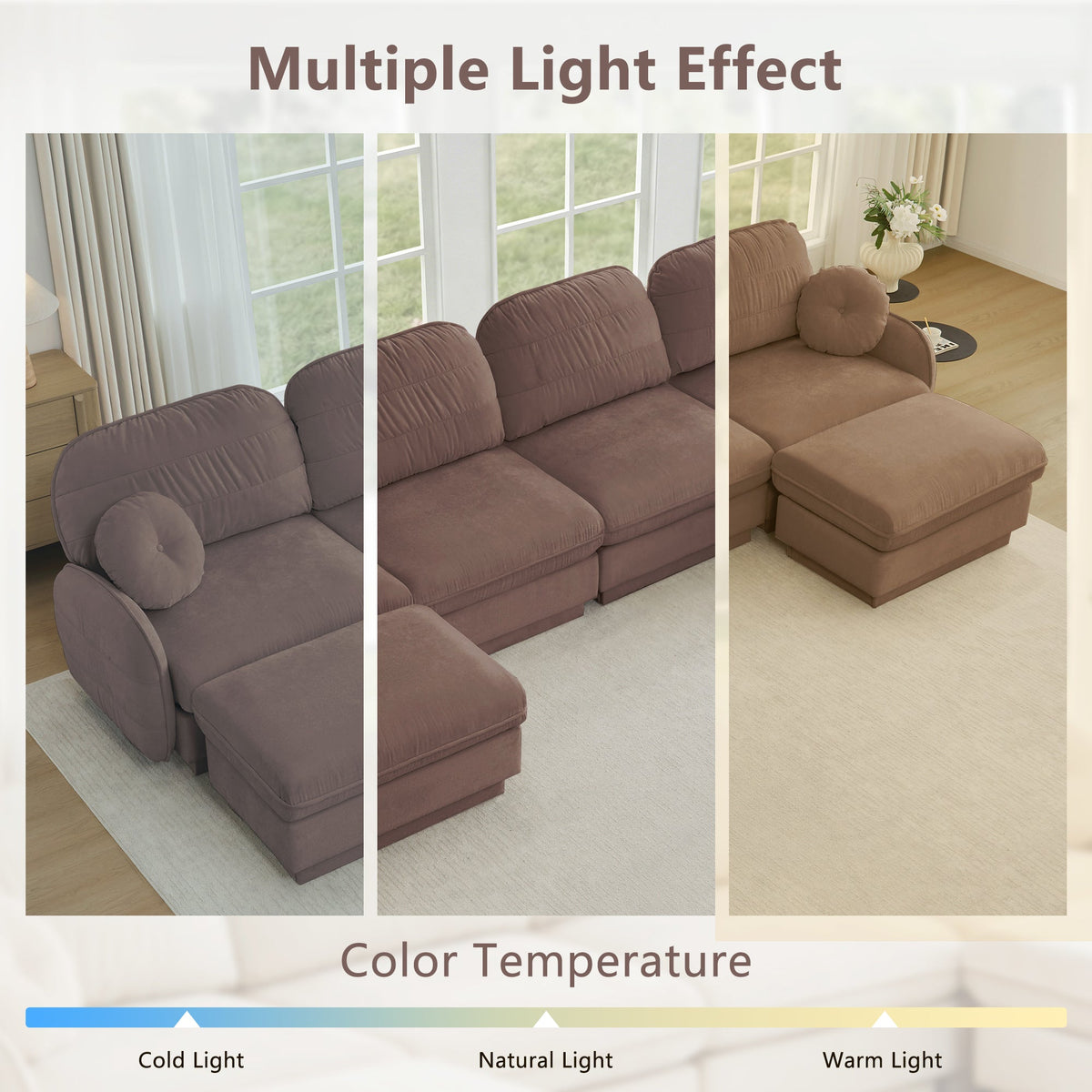 137 Inch Chenille U Shaped Sofa and Ottoman