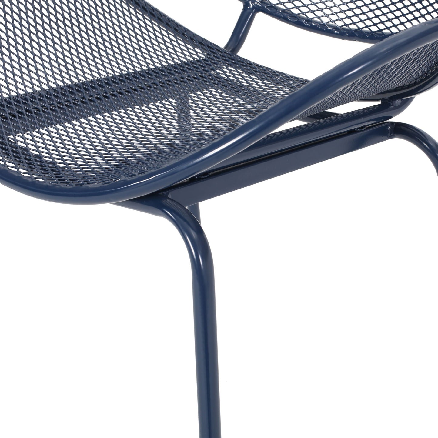 Elba Contemporary Armless Outdoor Chair navy blue metal mesh frame HouseOfZazla on Tampa Home & Garden Store