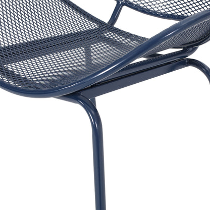 Elba Contemporary Armless Outdoor Chair navy blue metal mesh frame HouseOfZazla on Tampa Home & Garden Store
