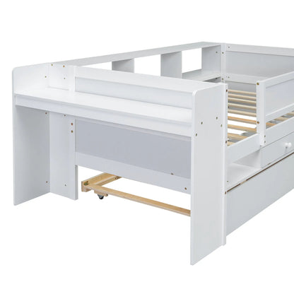White twin daybed frame with slatted bed base and a pull-out trundle on wheels on Tampa Home & Garden Store