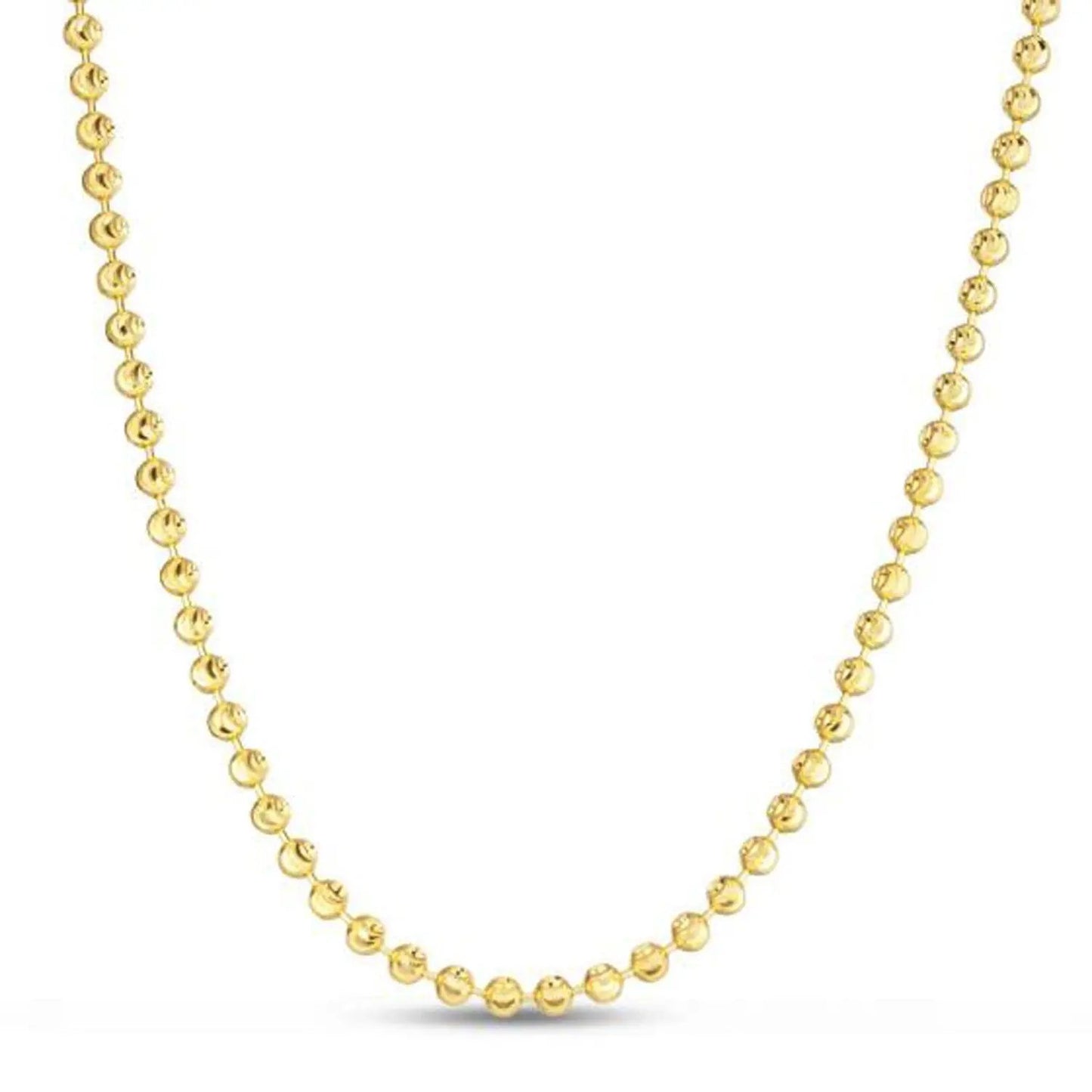 Moon Cut Bead Chain Necklace, 14k Yellow Gold, 3.00 mm beads on Tampa Home & Garden Store