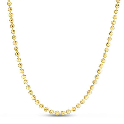Moon Cut Bead Chain Necklace, 14k Yellow Gold, 3.00 mm beads on Tampa Home & Garden Store