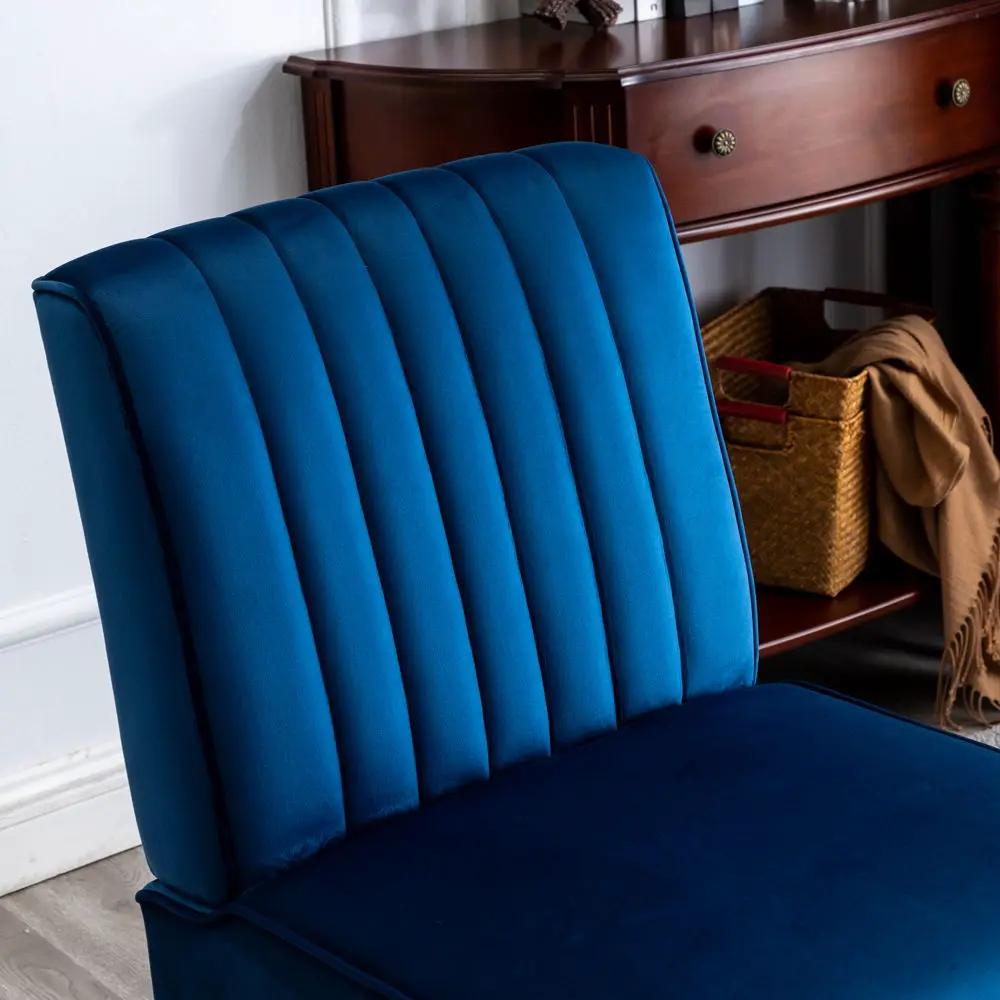 Reese Mid-Century Modern Accent Chairs, blue velvet upholstery, set of 2 on Tampa Home & Garden Store