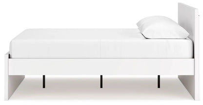 Onita panel platform bed in white with mattress and pillow, modern storage bed on Tampa Home & Garden Store