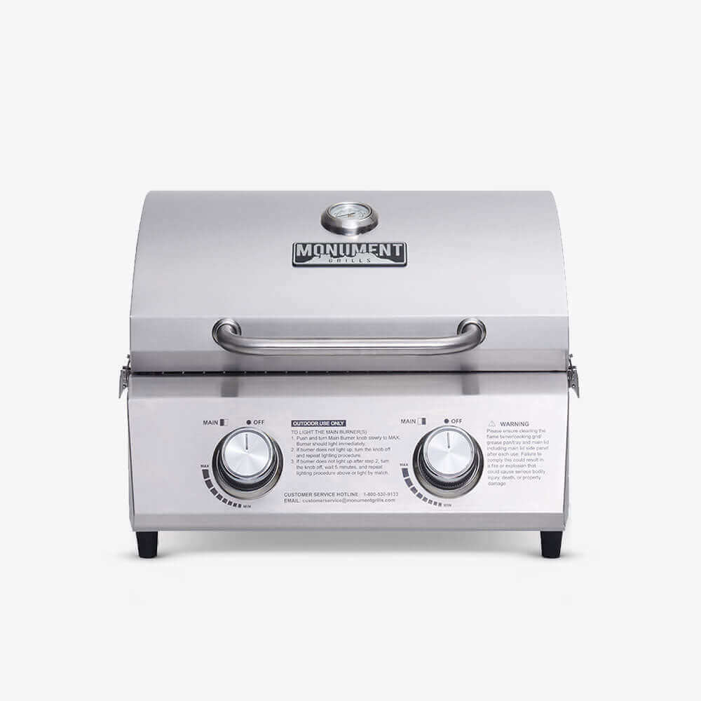 Stainless Tabletop Propane Gas Grill by Monument Grills, compact outdoor table grill on Tampa Home & Garden Store