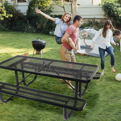 Outdoor Steel Picnic Table and an Umbrella Pole