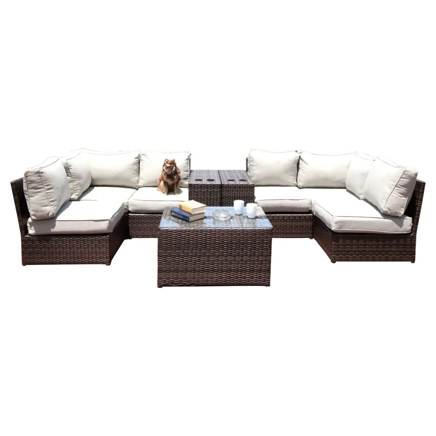 2 Piece Outdoor Rattan Sectional Set with Cushions wicker coffee table by Unique Piece Furniture on Tampa Home & Garden Store