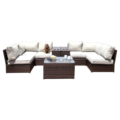 2 Piece Outdoor Rattan Sectional Set with Cushions wicker coffee table by Unique Piece Furniture on Tampa Home & Garden Store