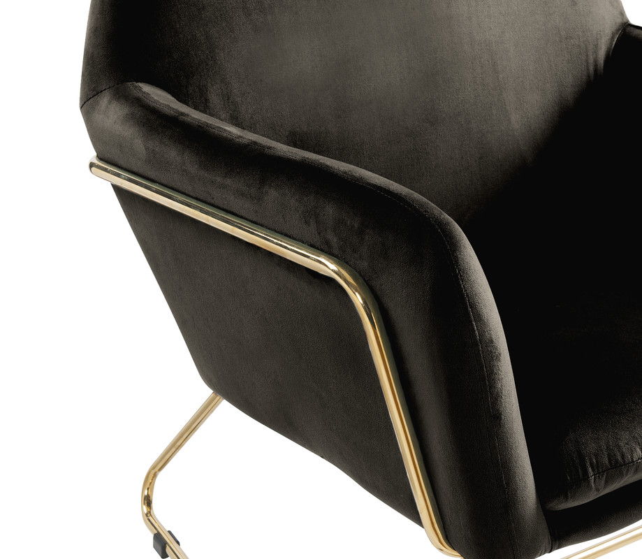 Keira Accent Chair black velvet upholstery with gold metal base by HouseOfZazla on Tampa Home & Garden Store