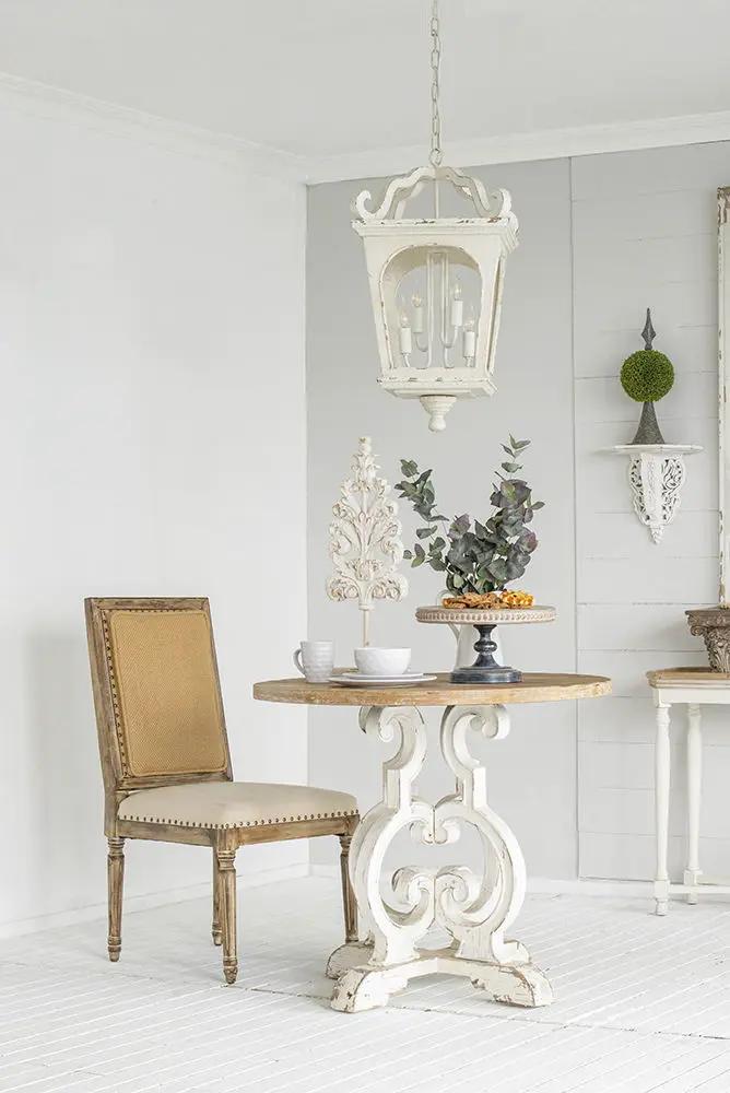 Four Light Wood Chandelier with Adjustable Chain