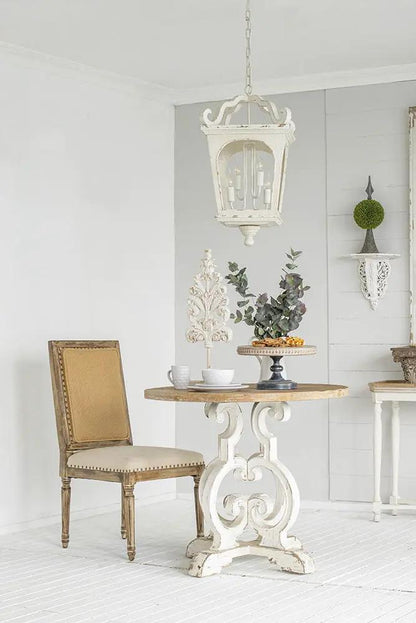 Four Light Wood Chandelier with Adjustable Chain