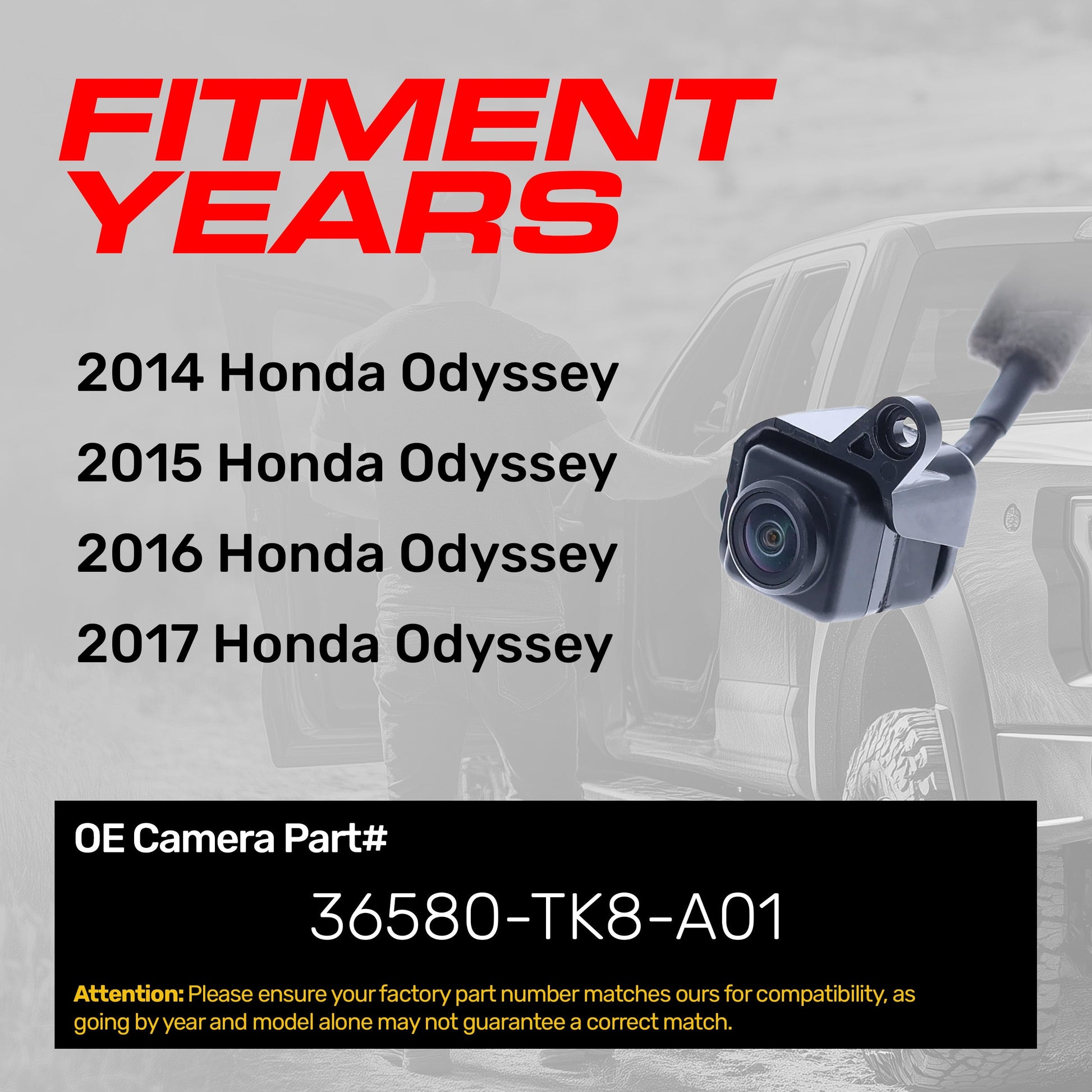 Honda Odyssey 2014-2017 right side backup camera OEM replacement 36580-TK8-A01 on Tampa Home & Garden Store