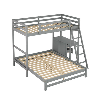 Bunk Bed With Built In Desk And 3 Drawers gray HouseOfZazla wood slat frame on Tampa Home & Garden Store