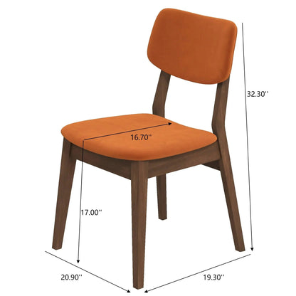 Carlos solid back side chair set of 2, orange fabric, dark wood legs by Unique Piece Furniture on Tampa Home & Garden Store