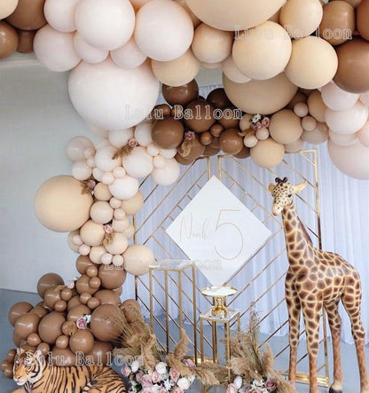 Balloon arch garland kit 138-pc coffee brown skin tones Stevvex ST22BL891KLO kids parties on Tampa Home & Garden Store