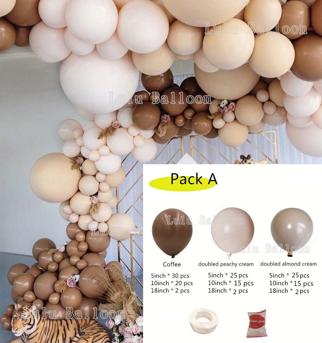 Stevvex balloon arch Pack A: 138 pcs coffee brown and skin balloons for kids party decor on Tampa Home & Garden Store