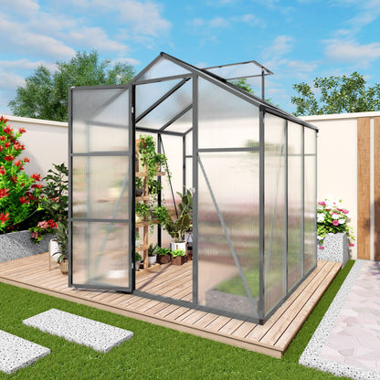 Windproof greenhouse with raised base, polycarbonate panels, black frame by HouseOfZazla on Tampa Home & Garden Store