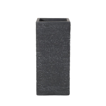 Modern Outdoor Planter by HouseOfZazla, black stone-textured rectangular planter on Tampa Home & Garden Store