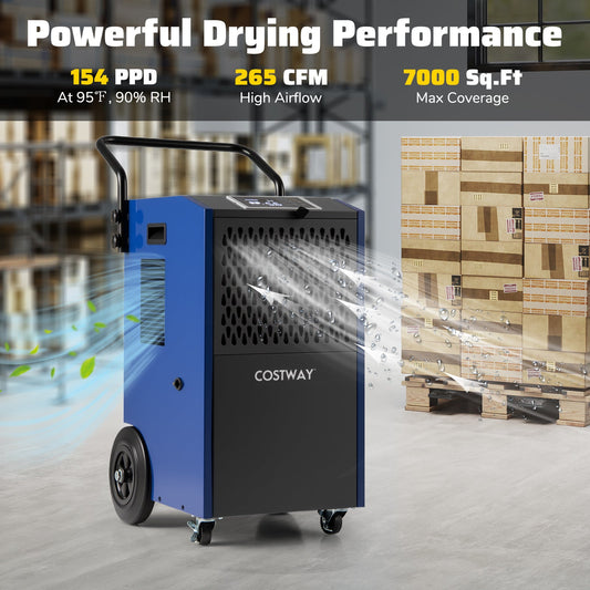 154 Pints Commercial Dehumidifier with Pump and Drain Hoses - Tampa Home & Garden Store