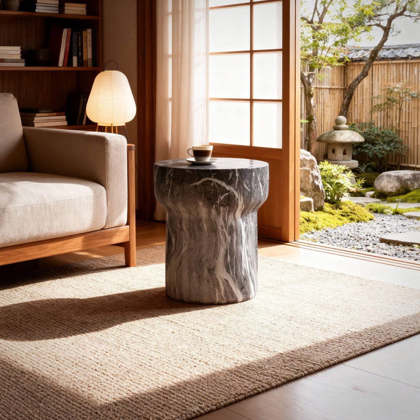 the Modern Geometric Outdoor Marble End Table