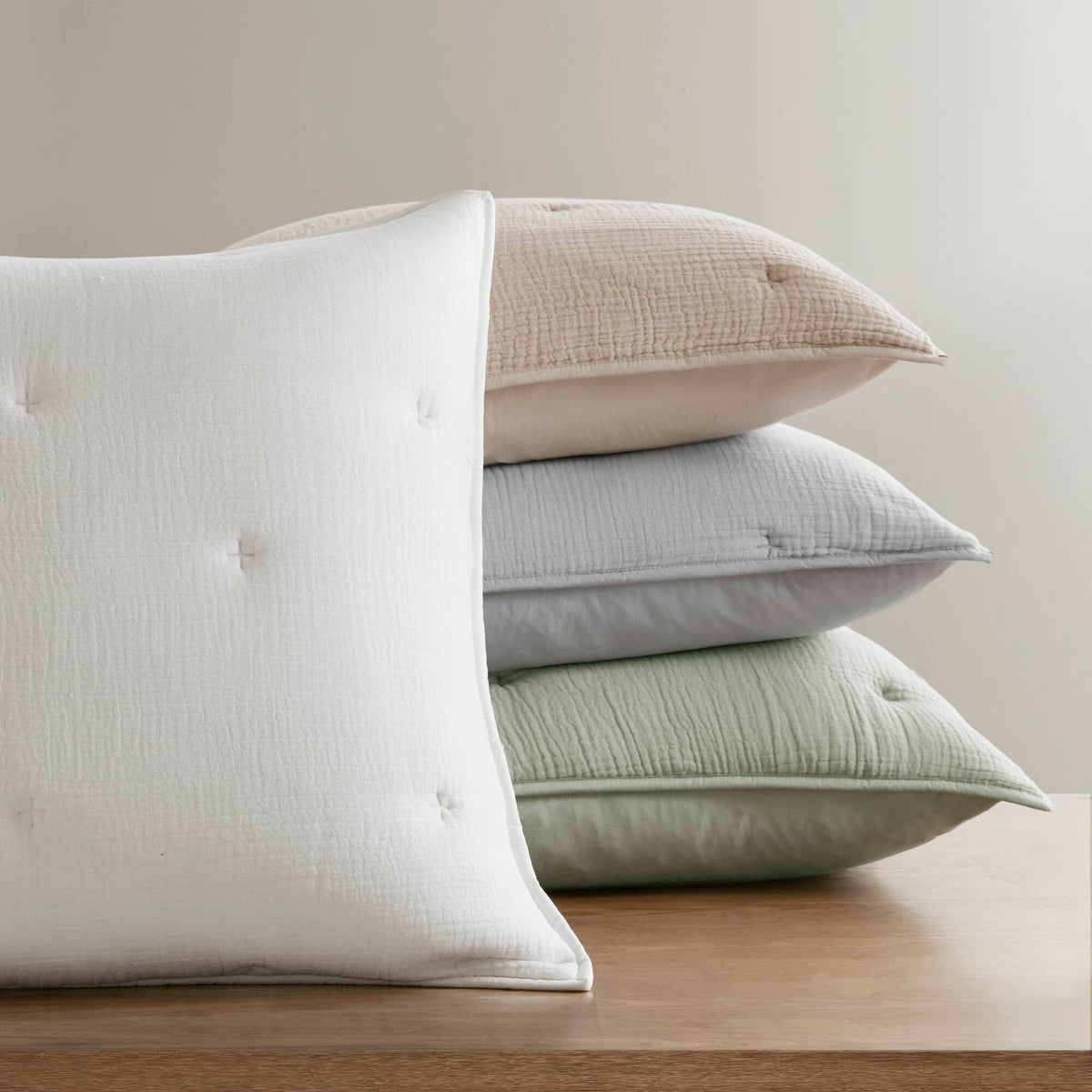 3 pc cotton embroidered quilt set Full/Queen, white quilt with beige and gray quilts on Tampa Home & Garden Store