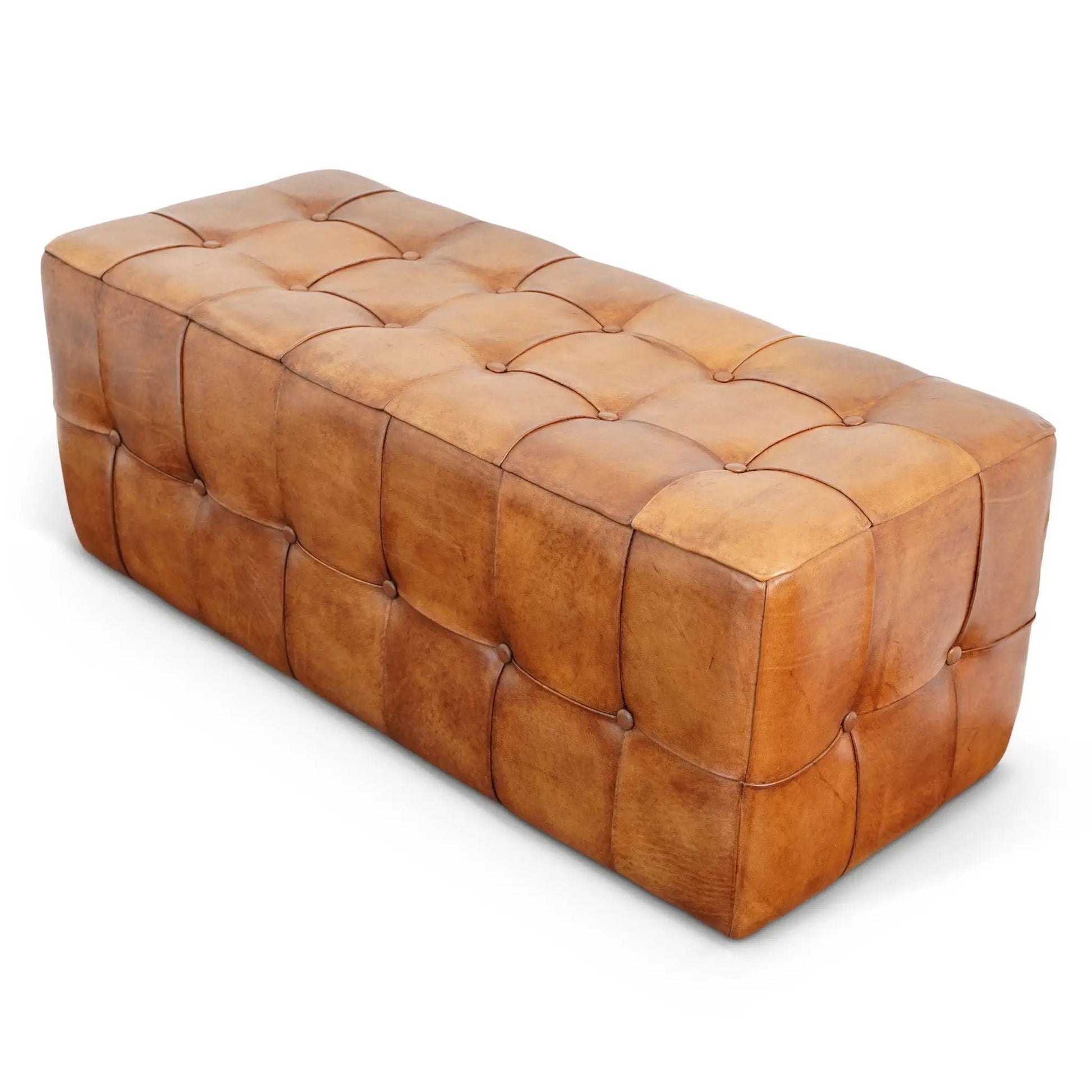 Benjiro tan upholstered bench with tufted leather by Unique Piece Furniture on Tampa Home & Garden Store