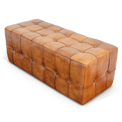 Benjiro tan upholstered bench with tufted leather by Unique Piece Furniture on Tampa Home & Garden Store