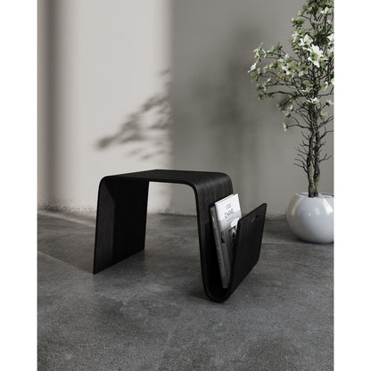 Brookside End Table with Curved Magazine Shelf in dark black wood by HouseOfZazla on Tampa Home & Garden Store