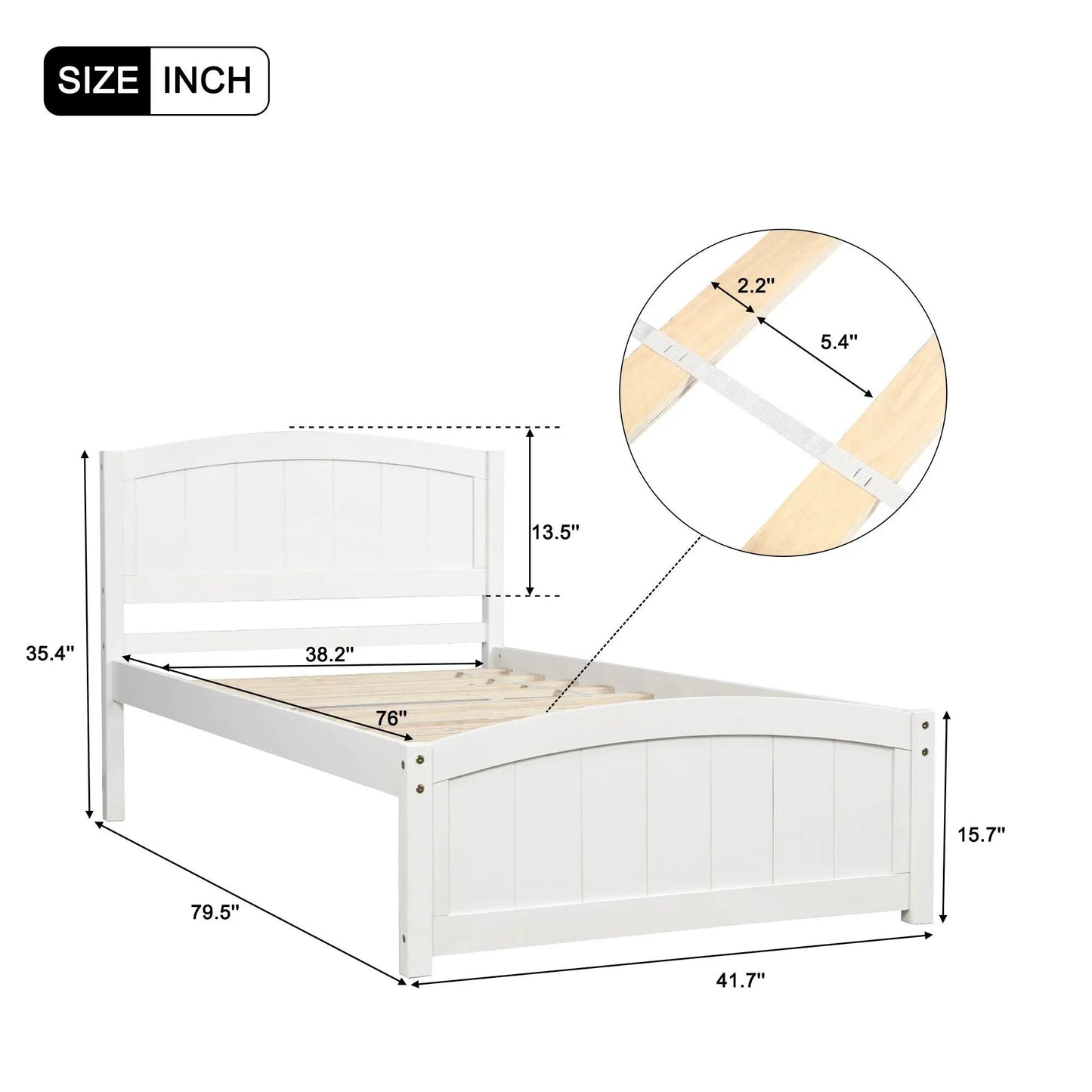 Platform Bed and Headboard With Footboard Slats