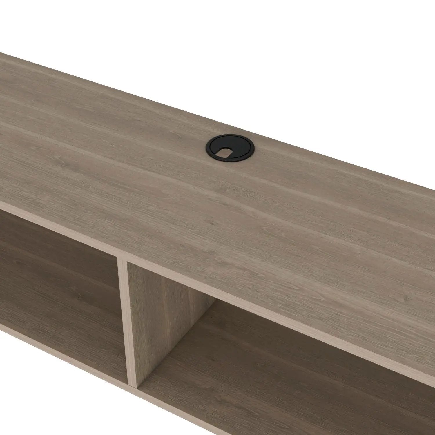 Moore Floating TV Stand gray oak woodgrain finish with open shelves Unique Piece Furniture on Tampa Home & Garden Store