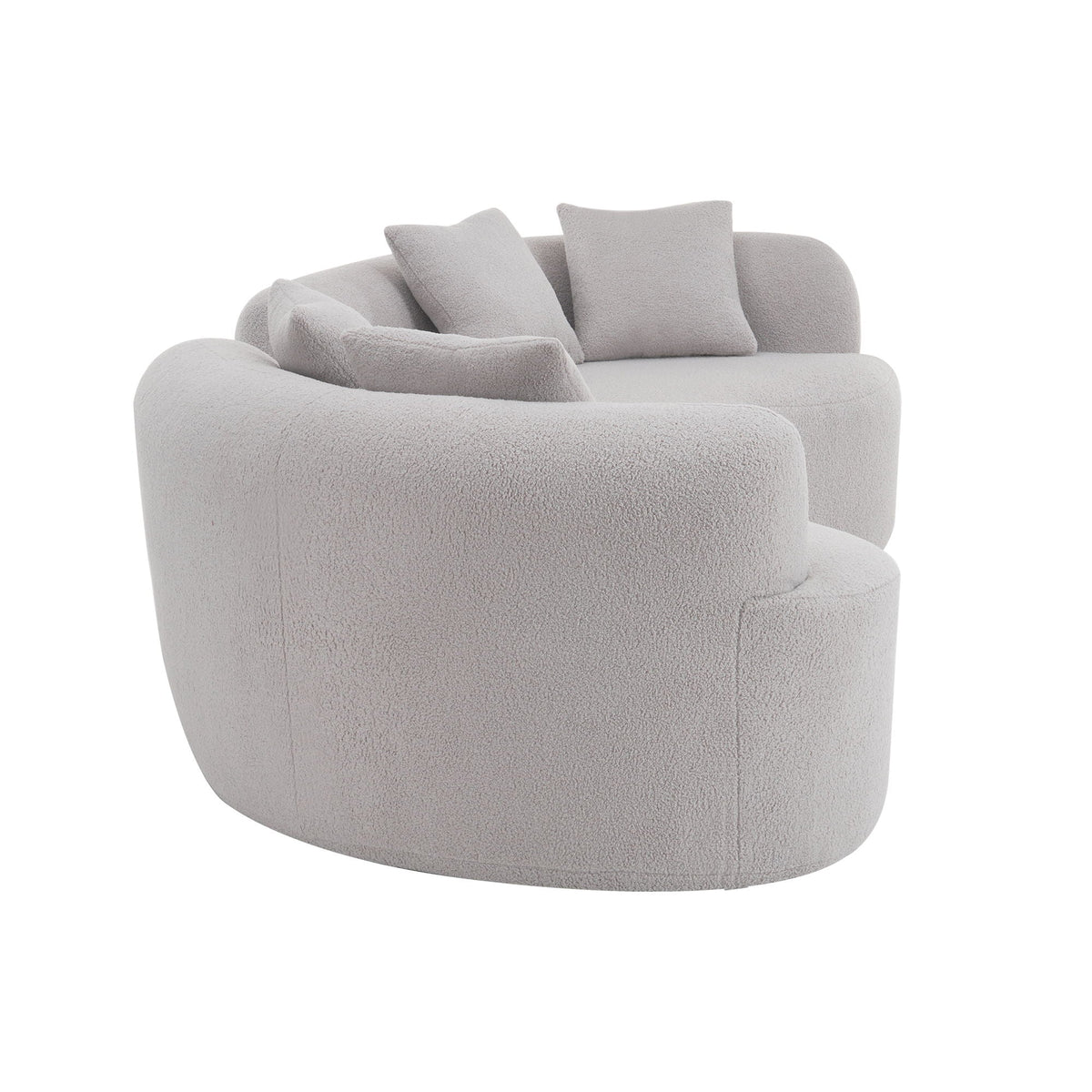 Curved 4 Seater full compression sponge sofa in light gray bouclé by HouseOfZazla on Tampa Home & Garden Store