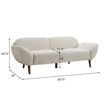 Cloud Haven 3 Seater Sofa in cream chenille with curved arms and wood legs by HouseOfZazla on Tampa Home & Garden Store